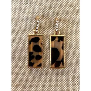 Rectangle Drop Tortoise Shell Earrings